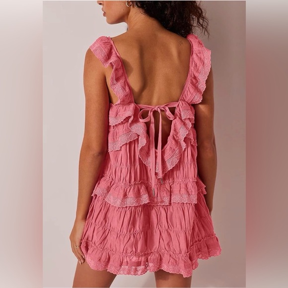 Pink Ruffled Mini Dress - Picture 3 of 4